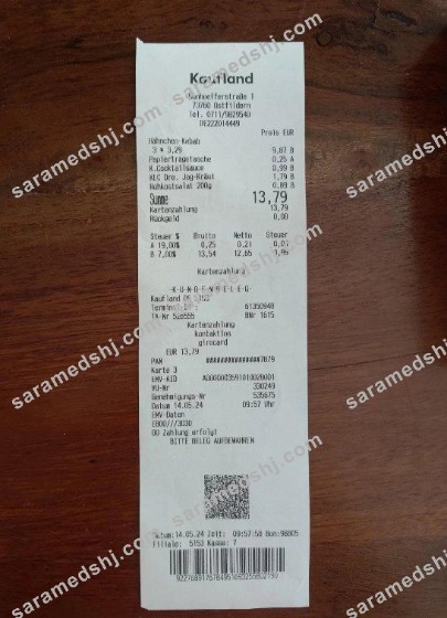 Germany Kaufland payment receipt